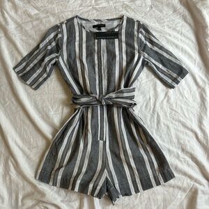 Banana Republic Gray Striped Jumpsuit